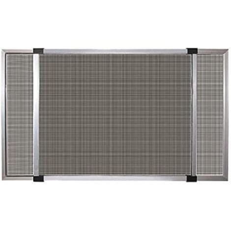Zanzariera estensibile argento con telaio in alluminio h 50x70 cm trama fitta in fibra di vetro verticale orizzontale con spazzola