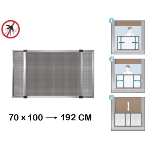 Zanzariera estensibile in alluminio con telaio per porte/finestre con tapparella 70x100/192 cm
