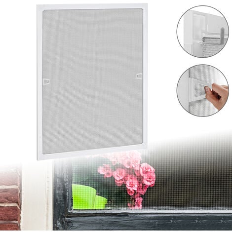 Zanzariera Finestra 80x100cm, Zanzariera Senza Foratura Zanzariera con Telaio in Alluminio, Bianco HENGMEI