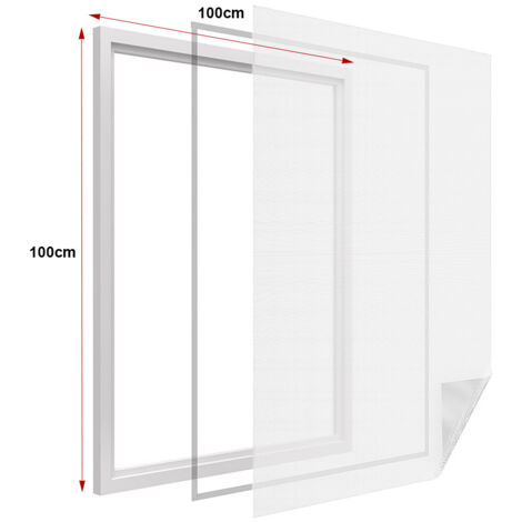 Zanzariera Finestra Bianca Adesiva Con Nastro In Velcro Misura 100X100cm