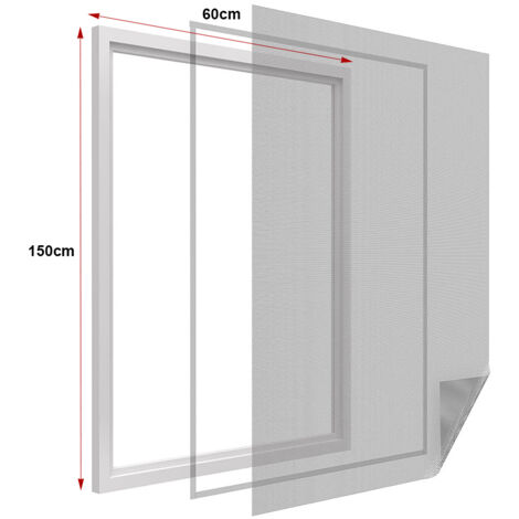 Zanzariera Finestra Nera Adesiva Con Nastro In Velcro Misura 60X150cm