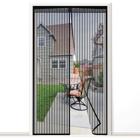Zanzariera magnetica 90x210 cm con guarnizione in pizzo e potenti magneti, rete in poliestere resistente, striscia magica a telaio intero, zanzariera