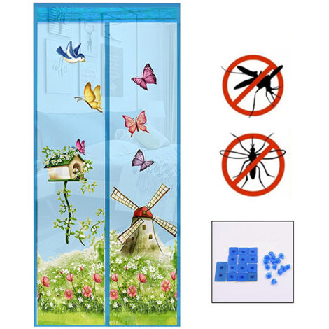 Zanzariera Magnetica 90x210 cm - Tenda Estiva Stampata per Balcone, Giardino, Cantina - Protezione Ottimale contro gli Insetti
