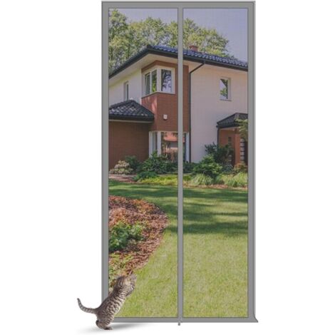 Zanzariera magnetica per finestre 110x200cm in fibra di vetro - Respinge le zanzare in 3 minuti, maglia ultrafine, magneti e pesi autochiudenti, larghe cinghie a strappo (grigio)