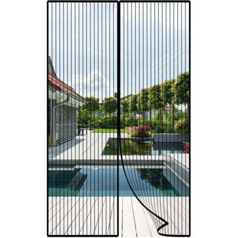 Zanzariera magnetica per porta, 120x220 cm, tenda magnetica per porta, tende anti-mosche con strisce magnetiche e chiusura automatica per porta, nero