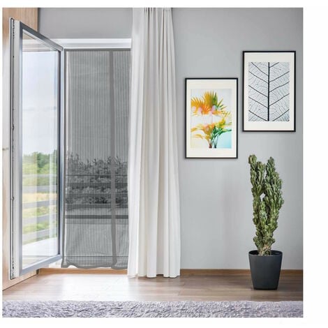 Zanzariera magnetica per porte cm 140x240 antracite nera chiusura automatica ten