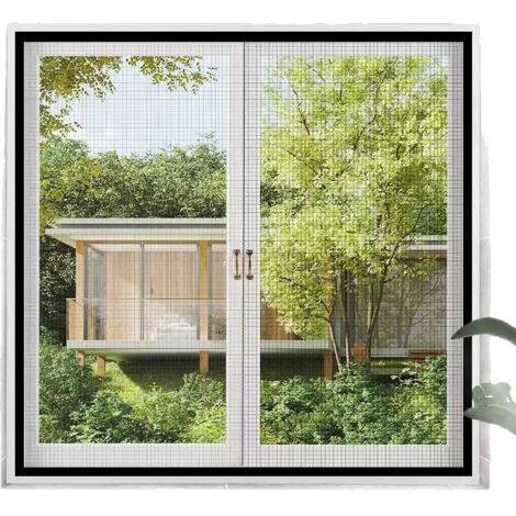 Zanzariera magnetica, protezione contro insetti, mosche e zanzare, telaio a griglia grigio bianco (80 x 120 cm)