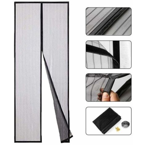 Zanzariera magnetica su misura, 100x210 cm (39x83 pollici), zanzariera magnetica per porta con chiusura automatica, adatta agli animali domestici, per corridoi e porte, nera