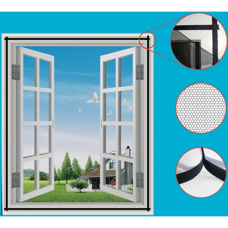 Zanzariera per Finestra 150x180 cm con Bioadesivo Bianco
