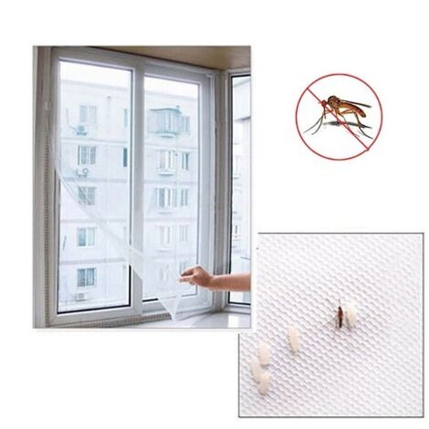 ZANZARIERA PER FINESTRA TENDA ADESIVA TELO ANTI ZANZARE INSETTI BIANCA 150x180CM