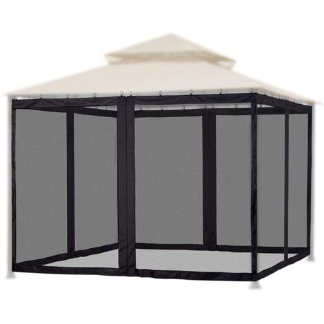 Zanzariera per gazebo, rete da giardino per esterni, 48 ganci, cerniera bifacciale (nera)