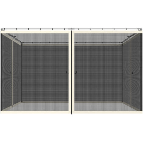 Zanzariera per Gazebo Tende di Ricambio Universale con Cerniere, 335x207cm - Nero e Beige