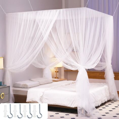 Zanzariera per letto matrimoniale, zanzariera da campeggio e da giardino, 190210240cm (bianco)