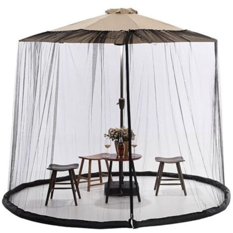 Zanzariera per ombrellone, schermo a rete per tenda da sole per ombrellone da giardino, 11-12 piedi per ombrellone da giardino esterno con rete in poliestere, base riempibile Ikodm