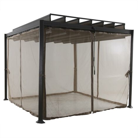Zanzariera per pergola 3x2m Flamenco in poliestere nocciola - Hespéride