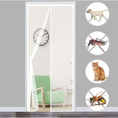 Zanzariera per porta, 140 x 240 cm, zanzariera magnetica per porta, chiusura automatica, anti-insetti, per porte da balcone, soggiorno, installazione senza fori (bianco)