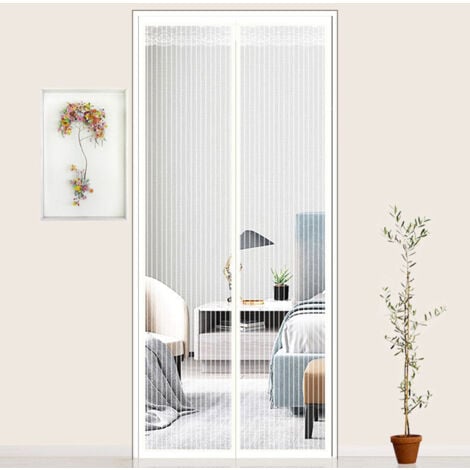 Zanzariera per porta e finestra 120x220cm, tenda anti-mosche magnetica, maglia ultra fine, zanzariera magnetica per finestre, protezione dalle zanzare, striscia adesiva inclusa, bianco