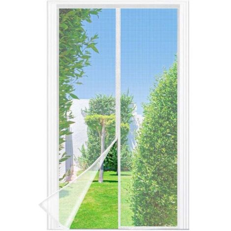 Zanzariera per porte finestre, 90 x 210 cm - Zanzariera BIANCA a maglia fine, chiusura automatica, adatta a finestre con larghezza superiore fino a 3,8 cm