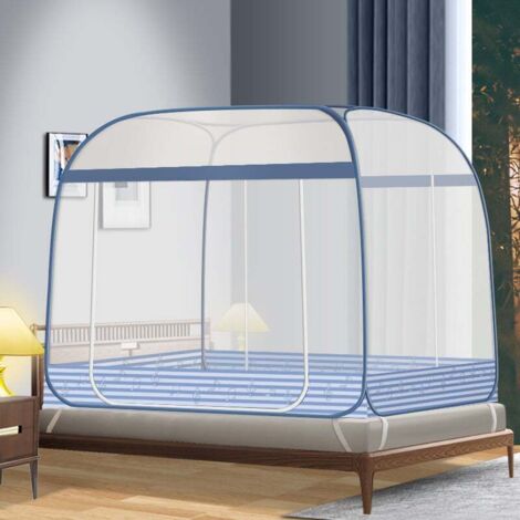 Zanzariera pieghevole per bambini 200x220 cm, baldacchino traspirante, doppia porta, per letti singoli/matrimoniali, Blue Note