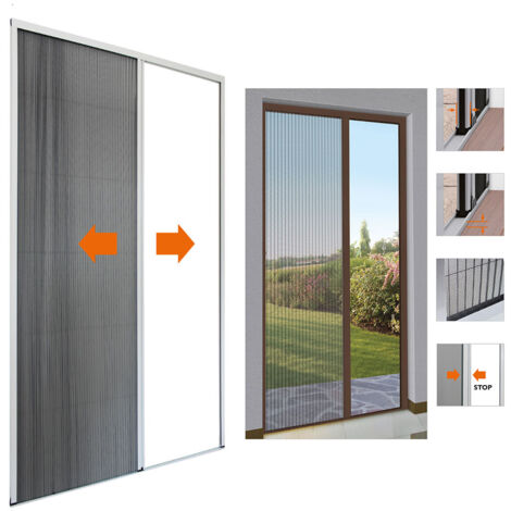 Zanzariera Verticale Riducibile Per Porte E Portefinestre 120x240 Cm - Nero - Foto 10