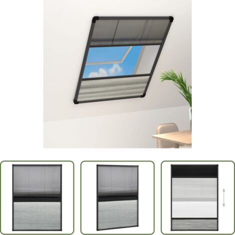 Zanzariera plissettata -  Zanzariera Plissettata Finestra Alluminio 80x120 cm con Tendina