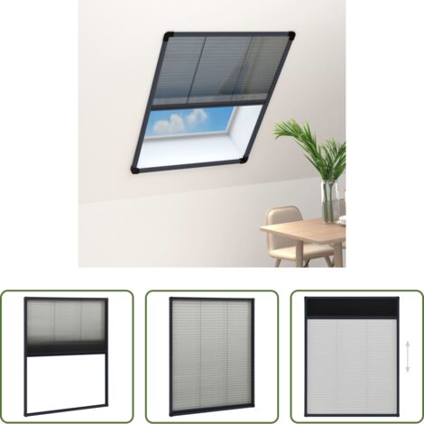 Zanzariera plissettata - Zanzariera Plissettata Finestre Alluminio Antracite 60x80 cm