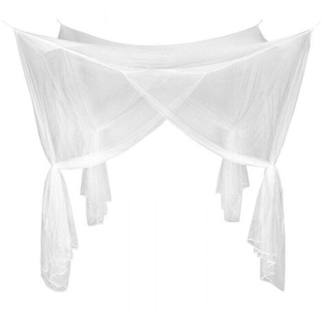 Zanzariera quadrata grande per letti king size, ideale per uso interno ed esterno, per letti singoli e matrimoniali, bianco (210 x 220 x 200 cm)