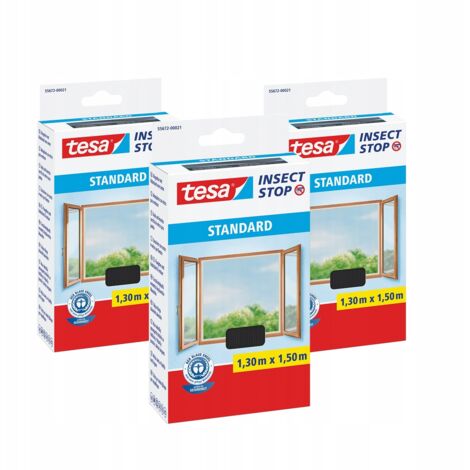 Zanzariera standard per finestra 1,3 x 1,5 nera x 3 pezzi