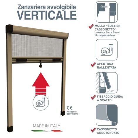 zanzariera verticale avvolgibile "roto" bronzo 160x170 cm