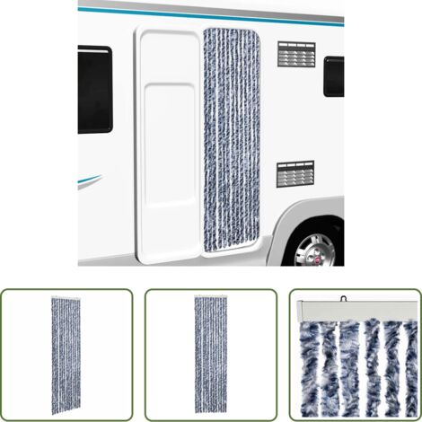 Zanzariera -  Zanzariera Blu Bianco e Argento 56x185 cm Ciniglia