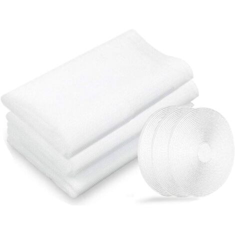 Zanzariera, zanzariere per finestre, 3 confezioni da 130 cm x 150 cm, protezione per finestre, insetti, zanzariera per finestre, con 3 rotoli di nastri adesivi, bianco-