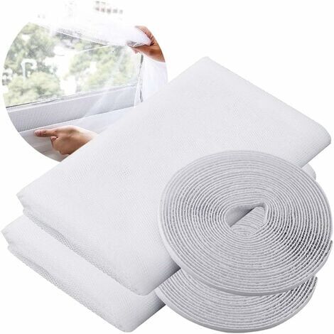 Zanzariere per finestre, zanzariera standard Insect Stop per finestre, zanzariera per finestre, con 2 rotoli di strisce autoadesive, 2 confezioni, 150 cm x 200 cm