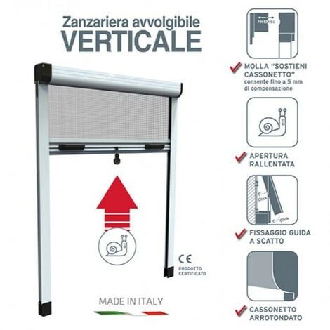 Zanzariere Stop Inset a rullo Verticale - Finitura Marrone 120x170 cm.