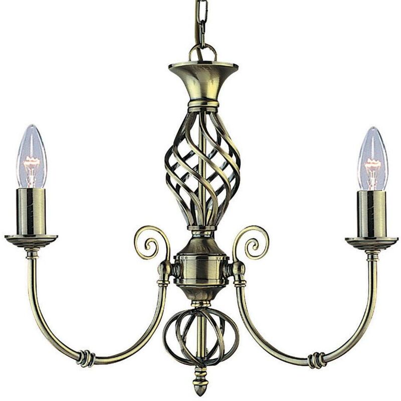 Zanzibar - 3 Light Multi Arm Ceiling Pendant Antique Brass, E14 - Searchlight