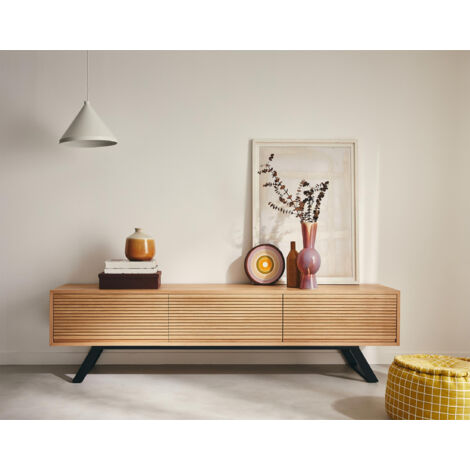 Zapallar - tv-schrank - holz und schwarz - 206 cm - holz/schwarz