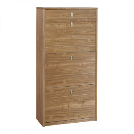 Zapatera de 3 puertas y 1 cajón 63L x 29P x h127 – Acabado en madera nogal Stelvio – Sarmog