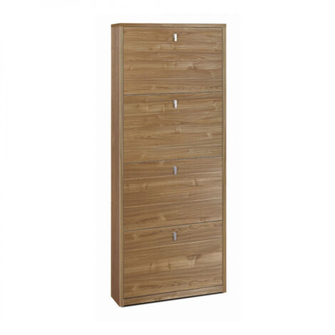 Zapatera de 4 puertas 63L x 18P x h154 – Acabado en madera nogal – Sarmog