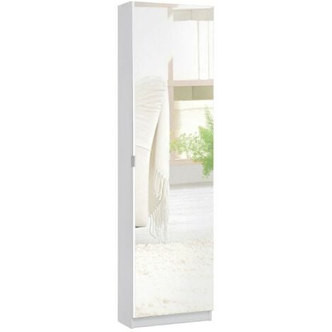 VXL Mueble zapatero blanco 3 compartimentos con espejo 63x17x102,5