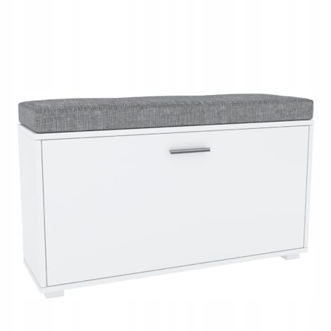Zapatero, 1 puerta, blanco, cojín gris