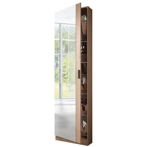 Zapatero 1 puerta con espejo roble