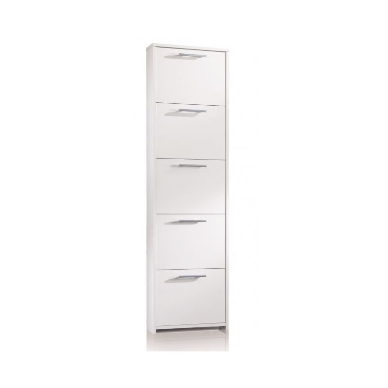 

Zapatero 178 cm Blanco ceniza con cinco puertas abatibles | Blanco