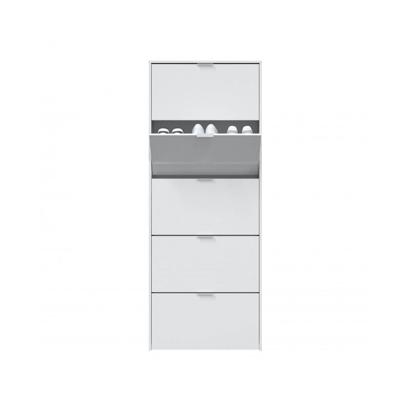 

Zapatero 180 cm blanco brillante 5 solapas | Blanco