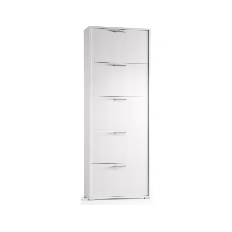 

Zapatero 184 cm Blanco ceniza con cinco puertas abatibles | Blanco