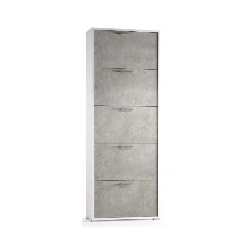 

Zapatero 184 cm Blanco ceniza y cemento con cinco puertas abatibles | Cemento/blanco