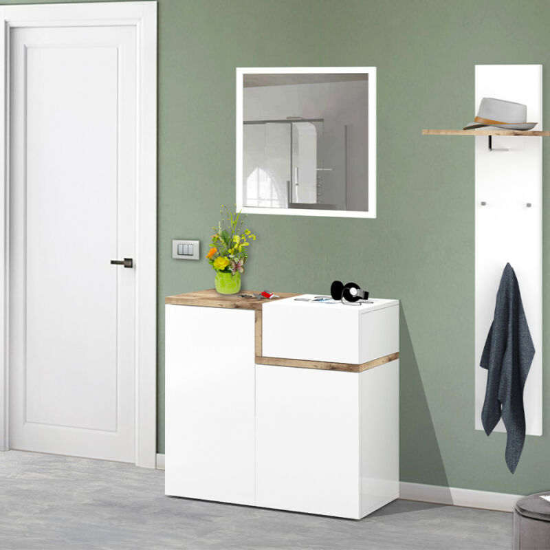 

Ahd Amazing Home Design - Zapatero 2 puertas 16 pares de zapatos recibidor diseño moderno Zet Bata Acero M