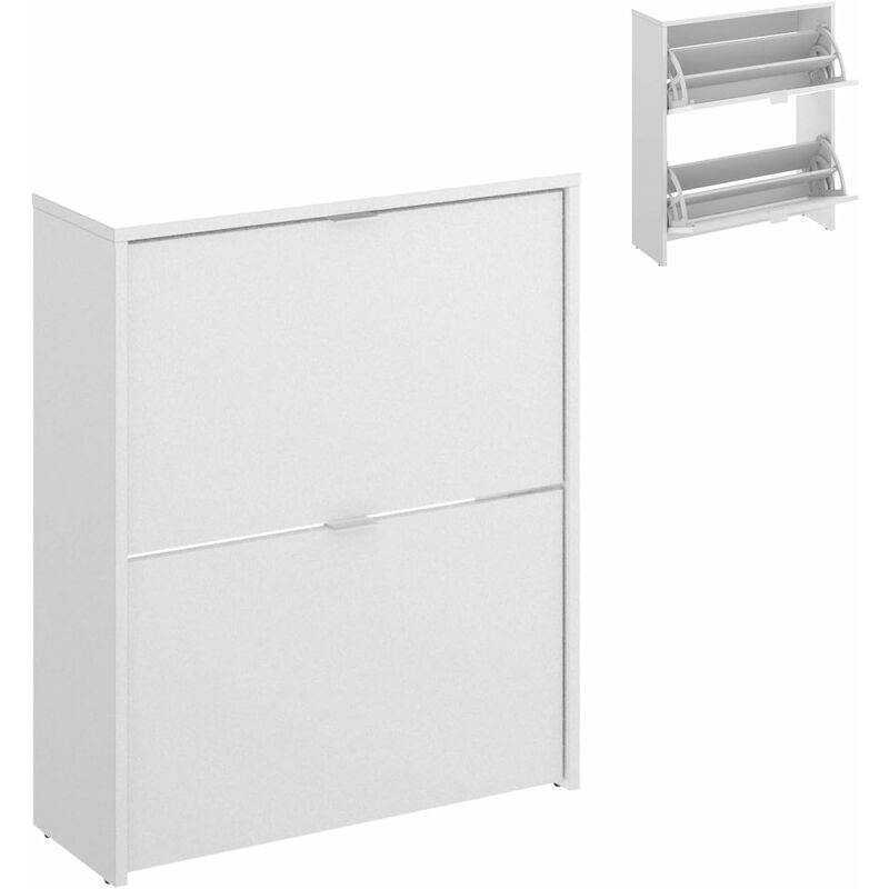 

Zapatero 2 puertas abatibles blanco brillo, Medidas: alto 76cm. ancho 61cm. fondo 25cm.