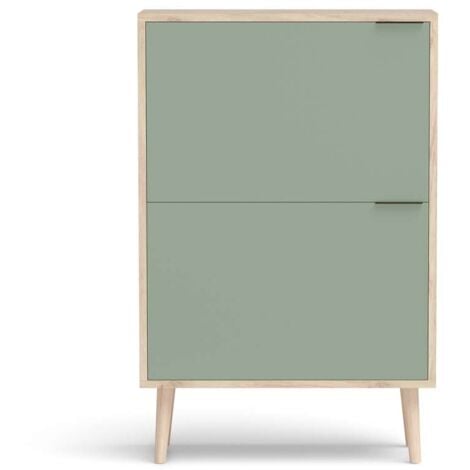 HERDASA Zapatero 2 trampones modelo 527 acabado roble claro/verde, 92x60x25 (alto x ancho x fondo)