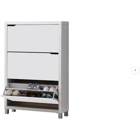 Zapatero 3 puertas kubox acabado blanco, 79 cm(ancho) 119 cm(altura) 24 cm(fondo)