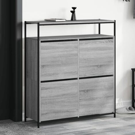 Zapatero 4 cajones abatibles gris  100x34x112 cm