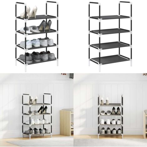 Zapatero 4 niveles negro 44x28x77 cm tejido no tejido - Almacenamiento de zapatos - Estante para zapatos